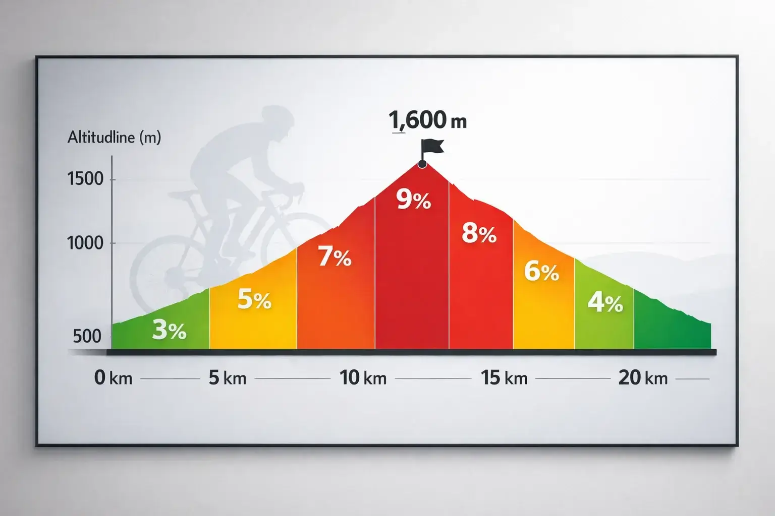 Lettura dell'altimetria ciclistica con pendenze e dislivelli