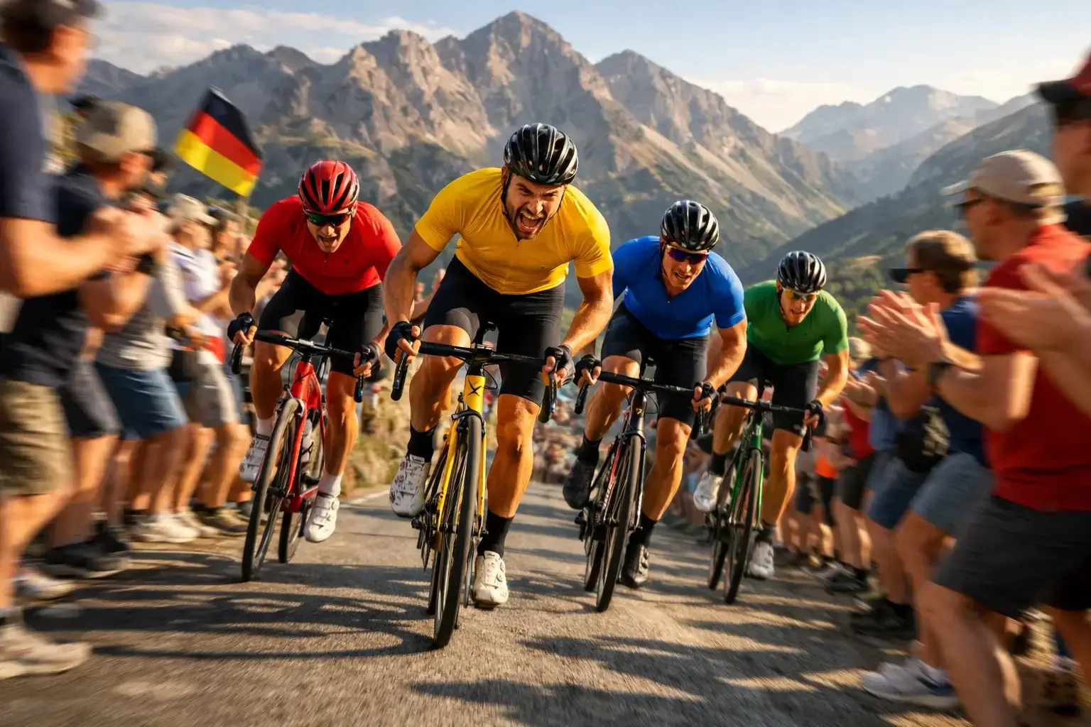 Ciclisti in gruppo durante i momenti decisivi di una corsa adatti al live betting